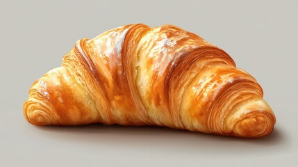 freshly baked croissant isolated on transparent background