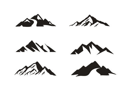 mountain silhouette icon set vector  logo design 
