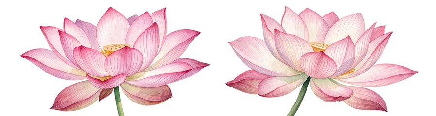 Fototapeta premium Beautiful Pink Lotus Flowers in Watercolor Style with Elegant Petals and Soft Colors