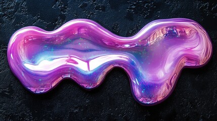 Iridescent pink slime on a textured black surface, showcasing vibrant colors and glossy finish