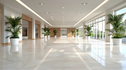 Obraz premium Modern lobby sunlight plants spacious design architecture