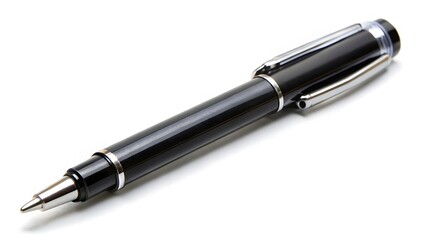 Fototapeta premium Black Ballpoint Pen on White Background