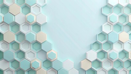 Fototapeta premium Abstract Hexagon Pattern Background with Pastel Colors and Space for Text