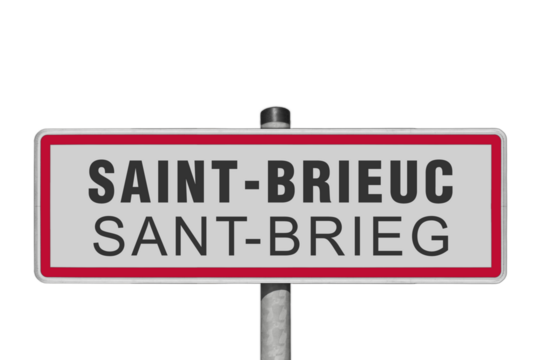 Saint-Brieuc, bretonisch,Sant-Brieg, panneau entrée d'agglomération, (symbolique)
