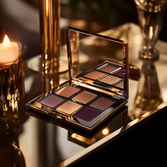 stunning eyeshadow palette with rich hues of gold, bronze, and purple
