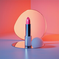 pink lipstick on colorful background