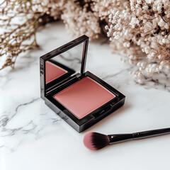 A chic blush compact with a perfectly angled makeup brush