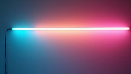 Obraz premium Neon light strip, vibrant colors, gradient wall. Interior, modern design. Stock photo