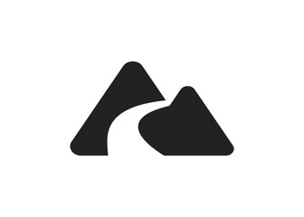 Mountain winding road sign symbol icon logo design
