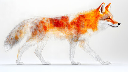 A Painterly Glimpse of a Fox: A digitally enhanced image of a fox in a graphic style, its form defined with artistic brushstrokes, creating an effect of a painting.