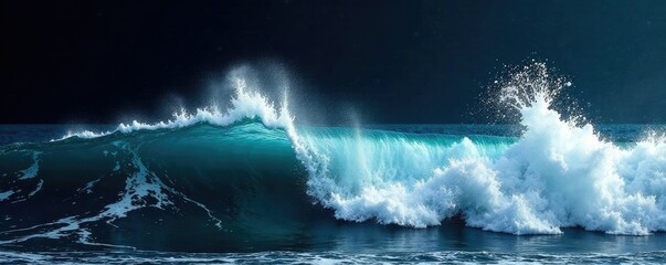 Fractured white waves crash against black shore, wave, fractured