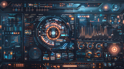 Fototapeta premium Futuristic AI Interface with Data Flow and Graphs
