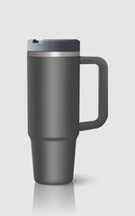 Tumbler bottle realistic mockup gray color on white background for decoration