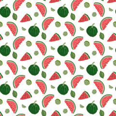 Seamless Watermelon and Lime Summer Fruit Pattern