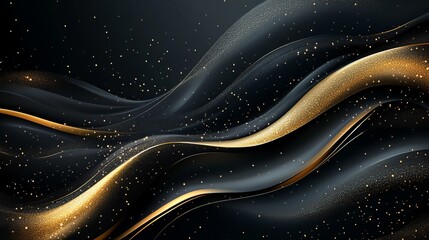 Elegant Black and Gold Background Featuring Radiant Gold Glitter Creating a Luxurious and Opulent Atmosphere Perfect for Celebrations Events or High End Artistic Presentations and Designs