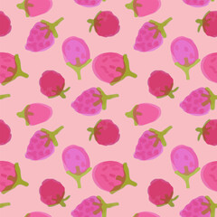 Hand-Drawn Pink Berries Seamless Pattern for Trendy Designs