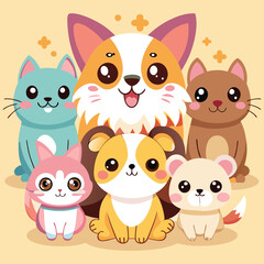 set of funny animals