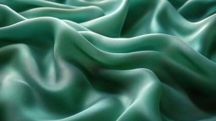 Obraz premium green satin fabric in soft waves background