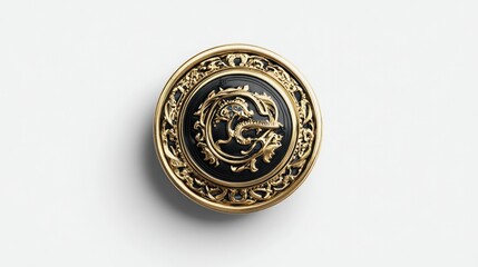 Realistic mockup of an oversized badge pin, centered on a white background, highlighting its design and size.