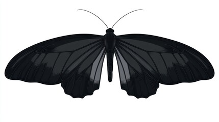 Black butterfly displays beauty on white background for educational or creative projects