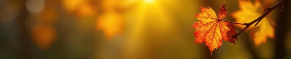 Obraz premium Single yellow and red autumn grape leaf on a branch, foliage, single leaf