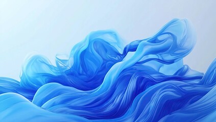 Fototapeta premium Abstract Blue Waves: Fluid Silk Fabric Swirls in Motion, Elegant 3D Render, Digital Art Background