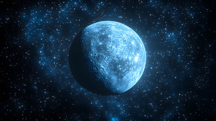 Obraz premium Celestial Serenity: A close-up of planet Mercury in the vast expanse of space. Capturing its intriguing details and texture, this image provides a sense of wonder and mystery.