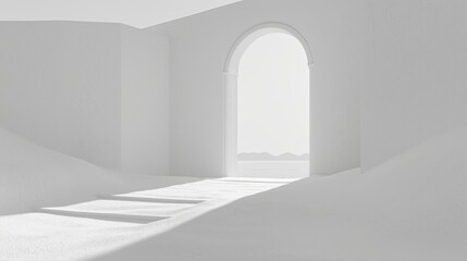 Fototapeta premium A doorway leading into an infinite white abyss.