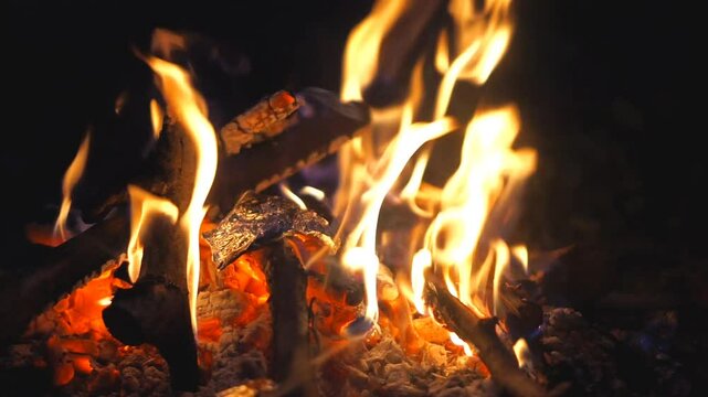 burning bonfire, burning firewood, at night,in karacak valey garut indonesia