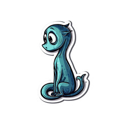 Adorable Blue Fantasy Creature Sticker Design