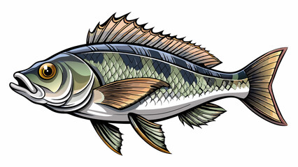 One fresh sea bass fish isolated on white background