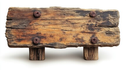 old wooden signpost isolated on transparent background