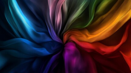 Obraz premium Abstract Rainbow Silk Swirl: A Symphony of Colors