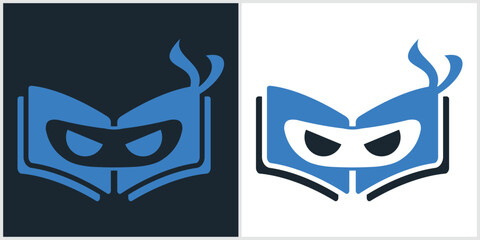 Ninja book Logo Design Vector Icon Symbol Illustrations.
