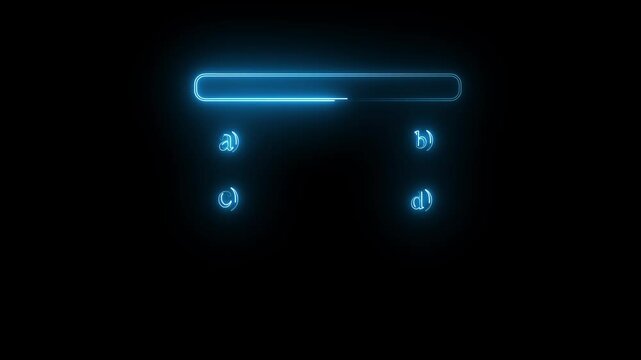 Animated quiz neon line animation with option selection on black background for quiz challenge
