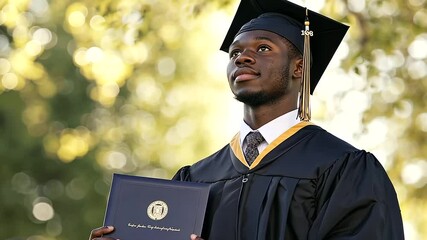 Graduating student with honors holding diploma and scholarship plaque