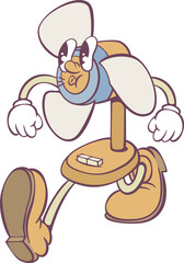 Retro groovy fan mascot character design