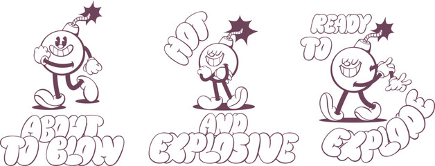 Retro groovy mascot character design