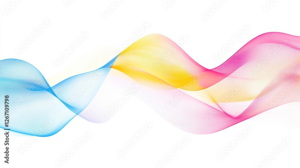 Poster colorful flowing waves create an abstract art piece with soft pastel hues in a tranquil arrangement.