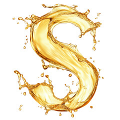 Fototapeta premium Isolated Sparkling S Letter Liquid Gold
