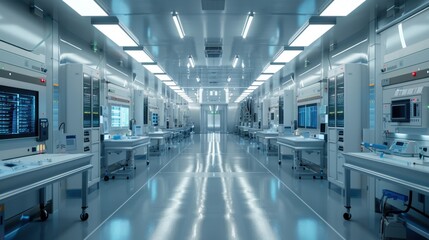Fototapeta premium Modern Upscale Industrial Facility Interior with Advanced Equipment and Technology