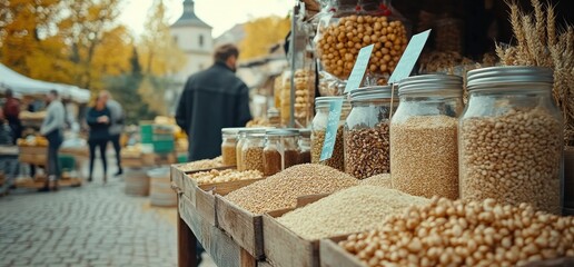 Autumn market grains shoppers
