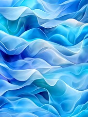 Fototapeta premium Abstract Blue Waves, Flowing Fabric Texture - Abstract art