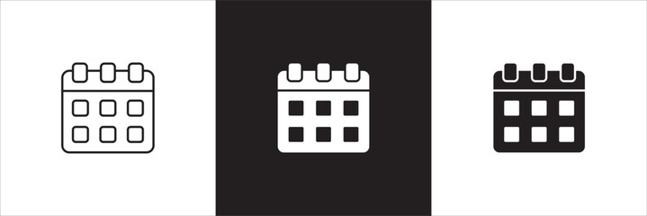 Calendar icon set. Planner icons. Event alert icon. Symbol of organizer, reminder, agenda, schedule. Vector stock illustration thin line design.