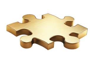 Isolated Brass Puzzle Piece for Conceptual Connections
