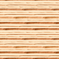 Seamless watercolor striped pattern in warm brown tones. Hand-painted brushstrokes create a natural, rustic feel. Perfect for textiles, wallpapers, wrapping paper, and modern design projects.