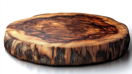 round wooden plate isolated on transparent background