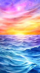 Obraz premium Magical Ocean Sunset, Fantasy Seascape - Vibrant color palettes