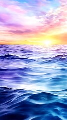 Obraz premium Magical Sunset Ocean, Colorful Waves - Pastel colors