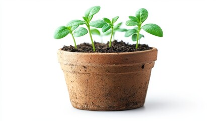 Fototapeta premium seedling in brown pot isolated on transparent background